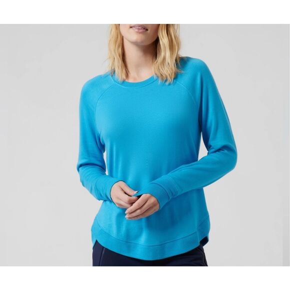 Athleta Mindset Sweatshirt soft turquoise blue womens small NEW - Picture 1 of 9